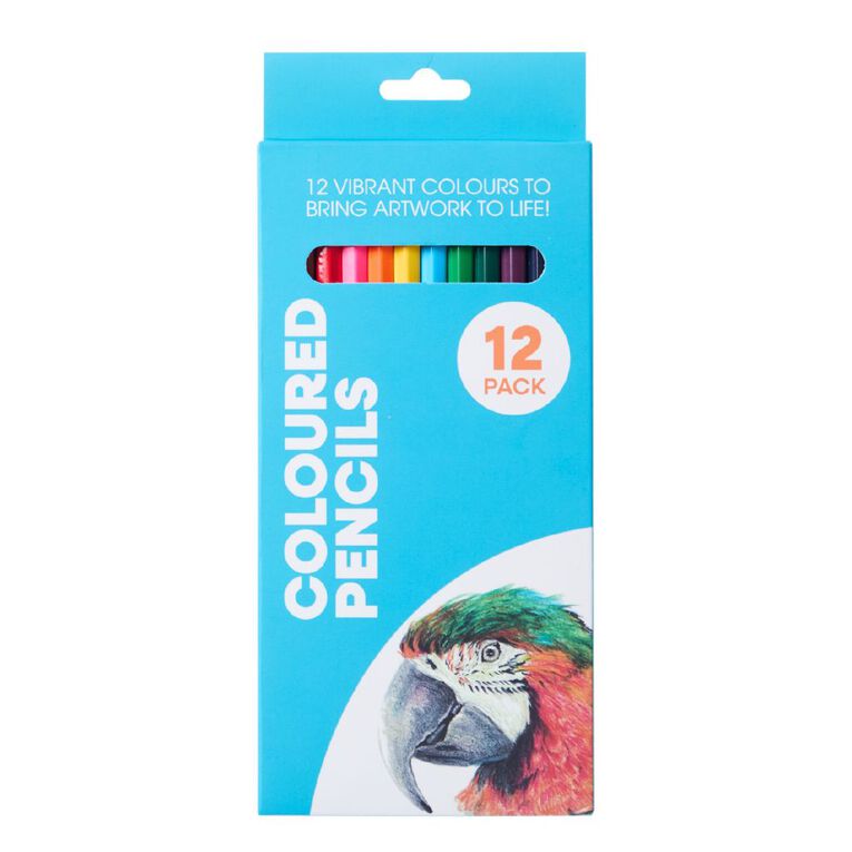 Jasart Coloured Pencils Multi-Coloured 12 Pack, , hi-res