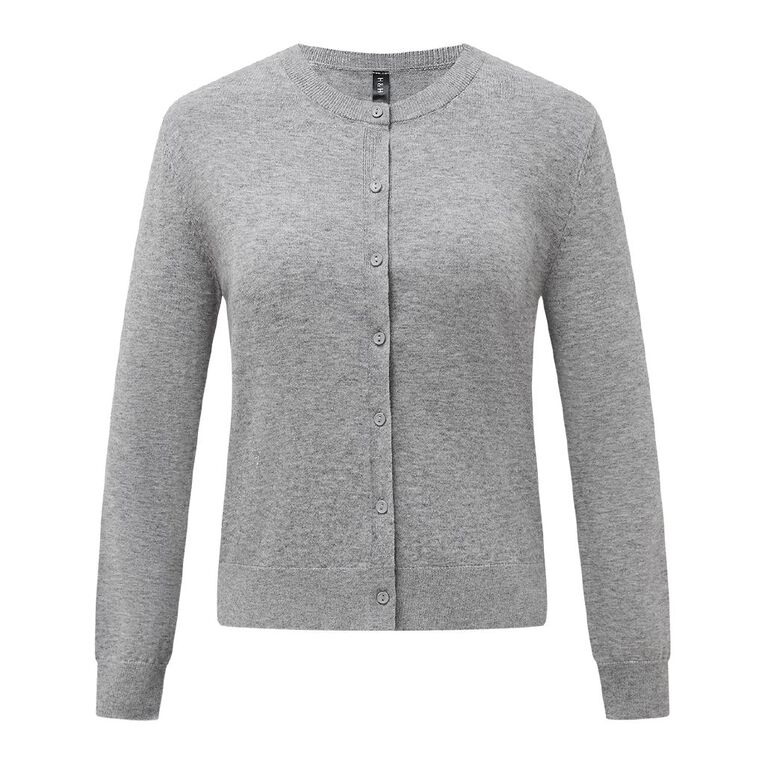 H&H Women's Essential Cardigan, Grey Marle, hi-res
