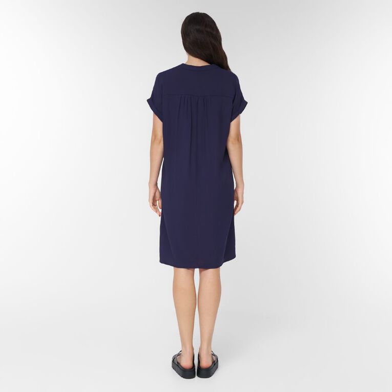 H&H Women's Short Sleeve Popover Tunic, Blue Mid, hi-res