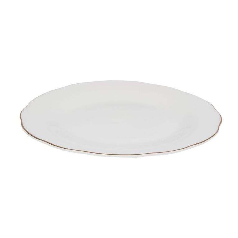 Living & Co Glamour Gold Rimmed Soft Scallop Dinner Plate Ivory, , hi-res