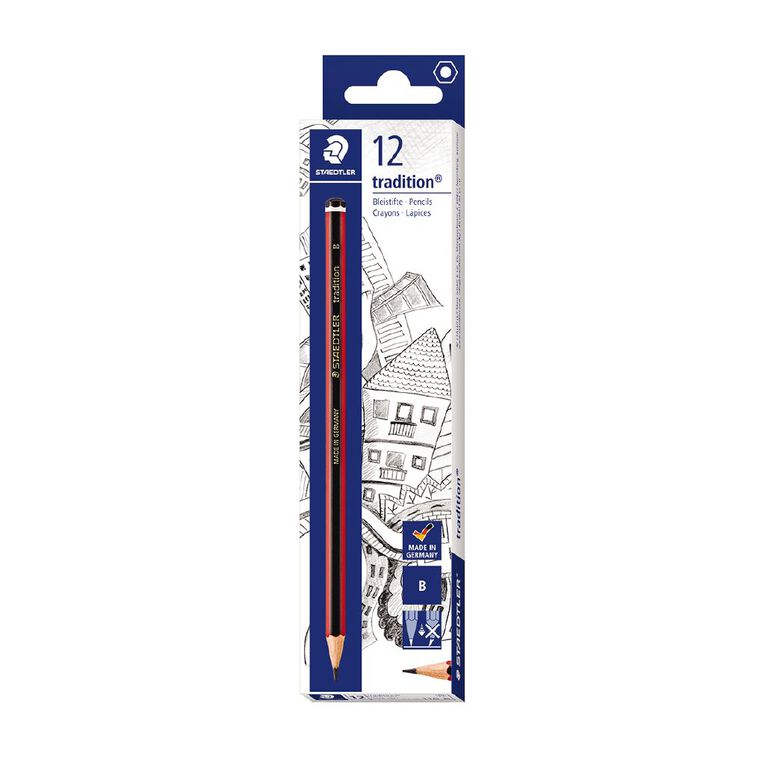 Staedtler Tradition 110 Graphite Pencil B Black 12 Pack, , hi-res