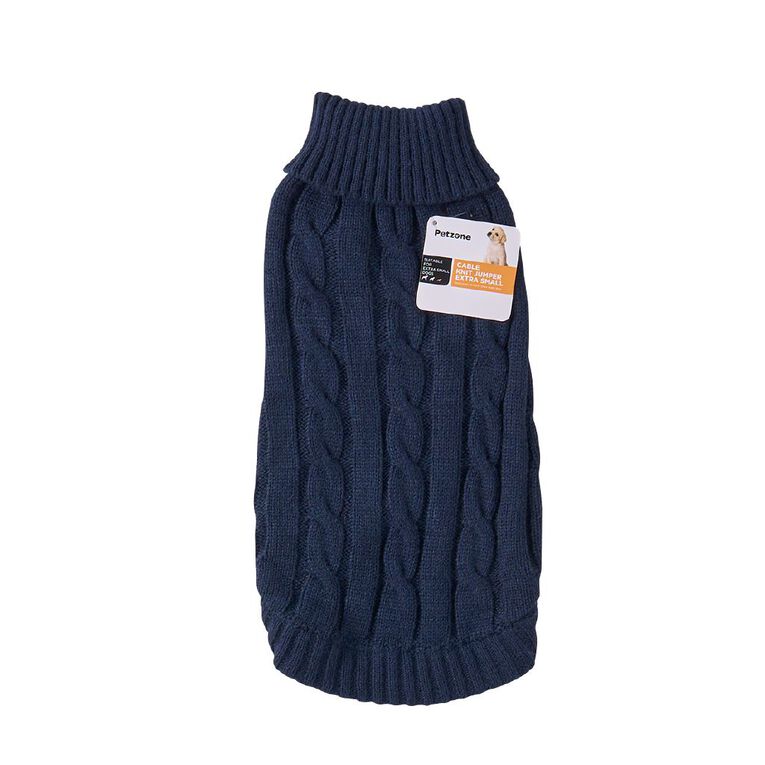 Petzone Cable Knit Jumper Navy X Small, , hi-res