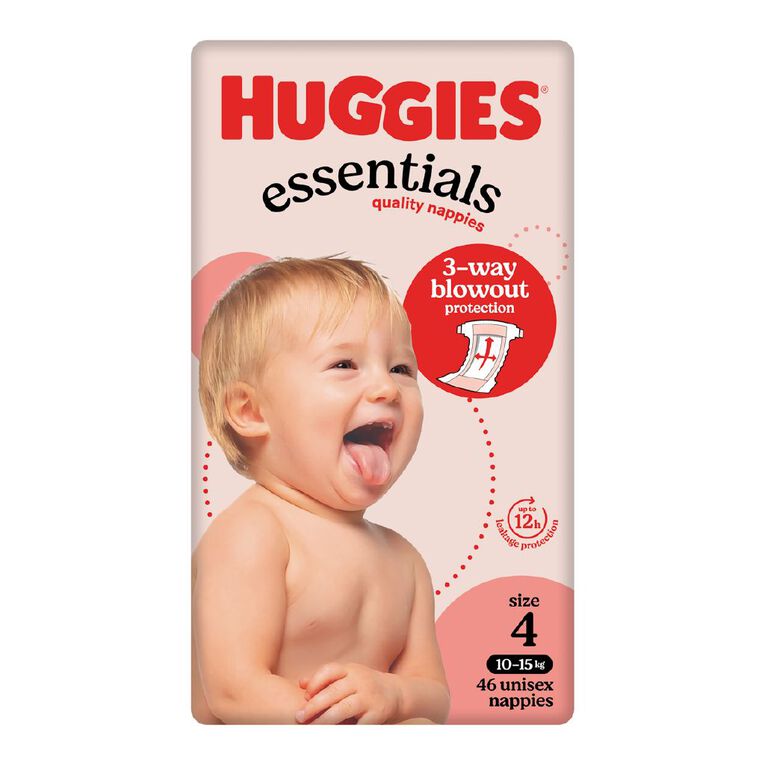 Huggies Essential Nappy Size 4 10-15kg 46 Pack, , hi-res