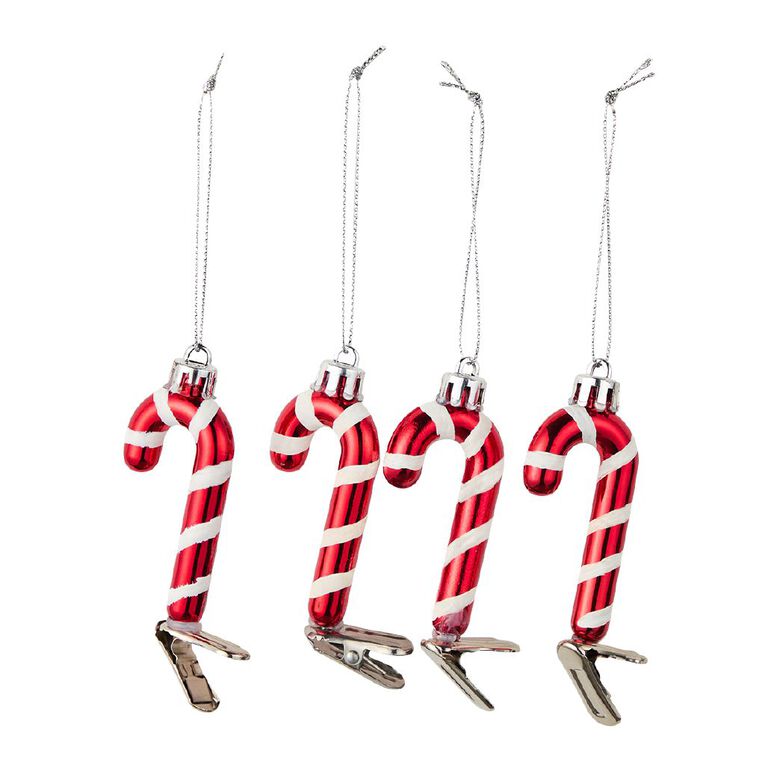 Wonderland Candy Cane Christmas Tree Decorations 6cm 4 Pack, , hi-res