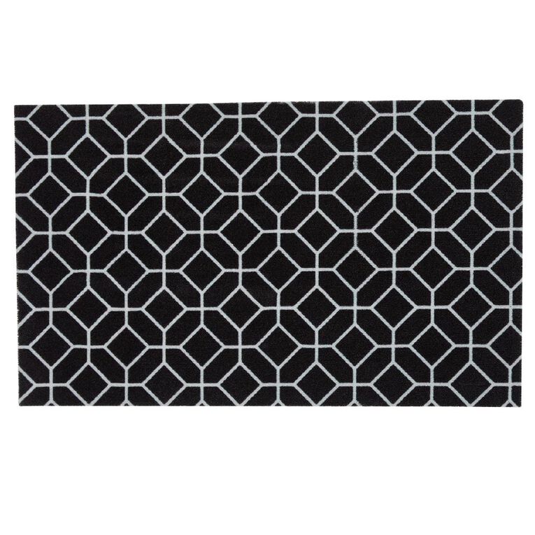 Living & Co Doormat Print Black/White 45cm x 75cm, , hi-res