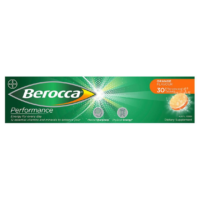 Berocca Energy Vitamin B & C Orange Flavour Effervescent Tablets 30 Pack, , hi-res