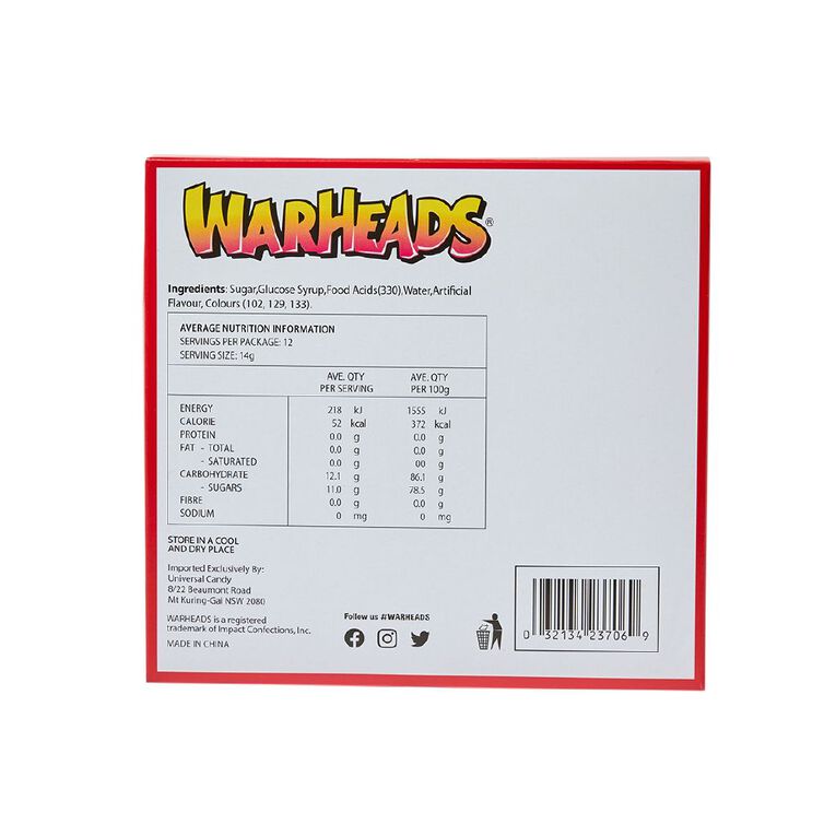Warheads Candy Canes 170g, , hi-res