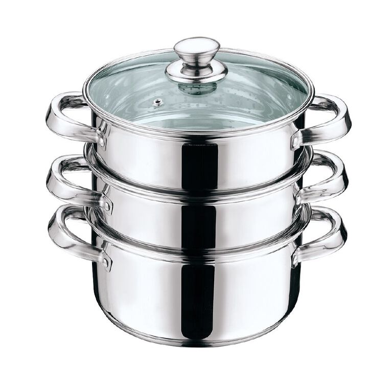Living & Co 3 Tiered Steamer Stainless Steel 20cm, , hi-res