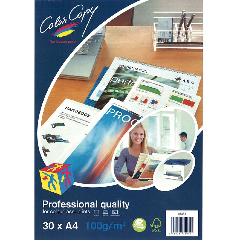 Color Copy Digital Laser Paper 100gsm A4 White 30 Pack, , hi-res