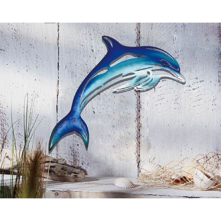 Kiwi Garden Metal Dolphin Wall Art 39cm x 21cm, , hi-res