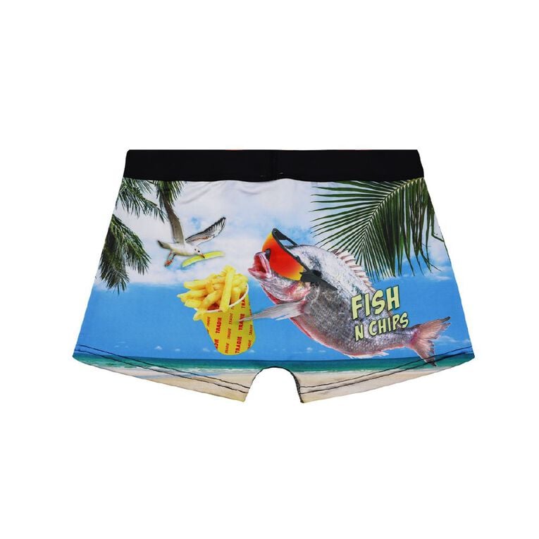 Tradie Men's Work N Surf Photo Trunks, Silver, hi-res