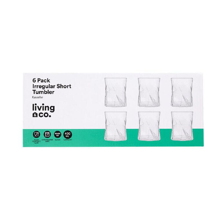 Living & Co Irregular Tumblers Short Clear 6 Pack, , hi-res