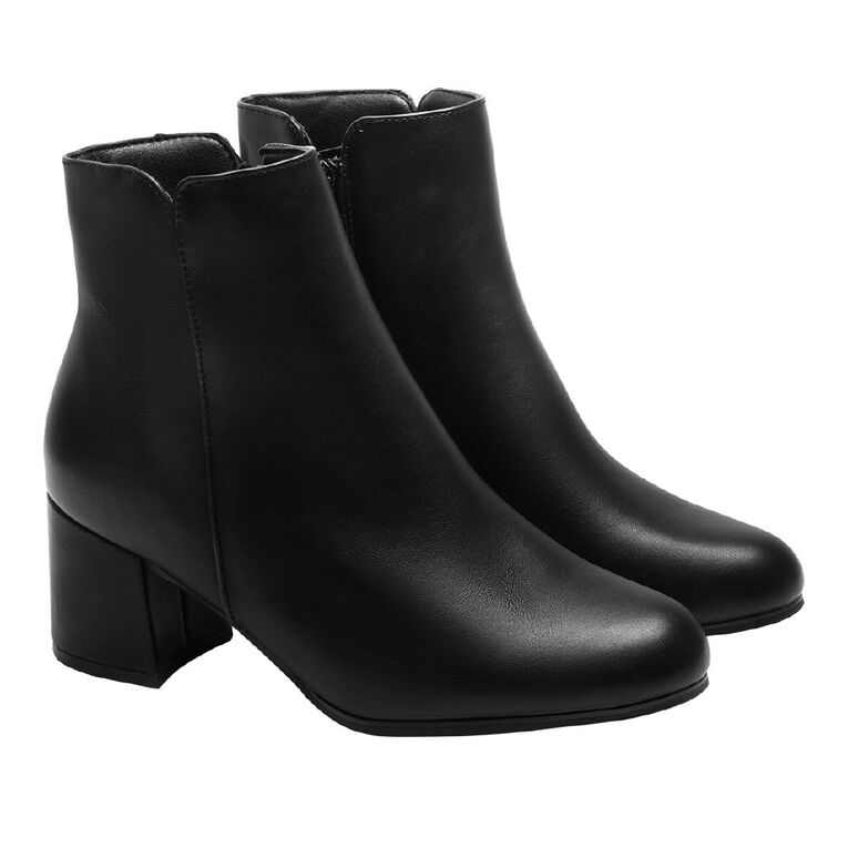H&H Women's Smooth Zip Up Boots, Black, hi-res