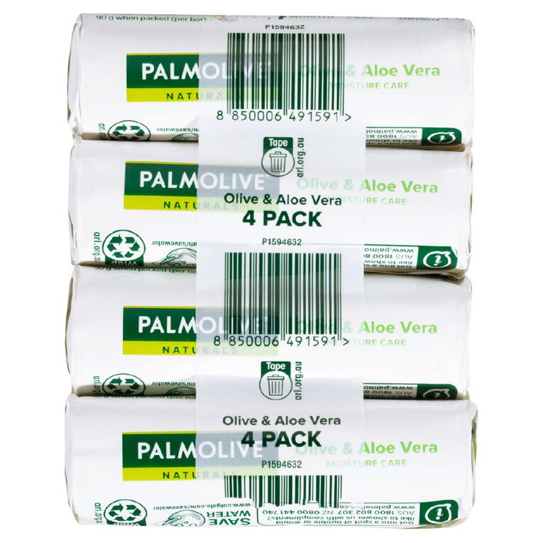 Palmolive Naturals Aloe & Olive Moisture Care Soap 90g 4 Pack Green Mid, , hi-res