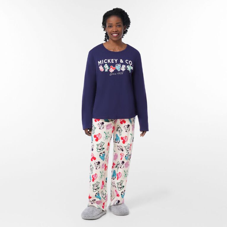 Mickey Mouse Women's Knit Flannel Pyjama Set, Blue, hi-res