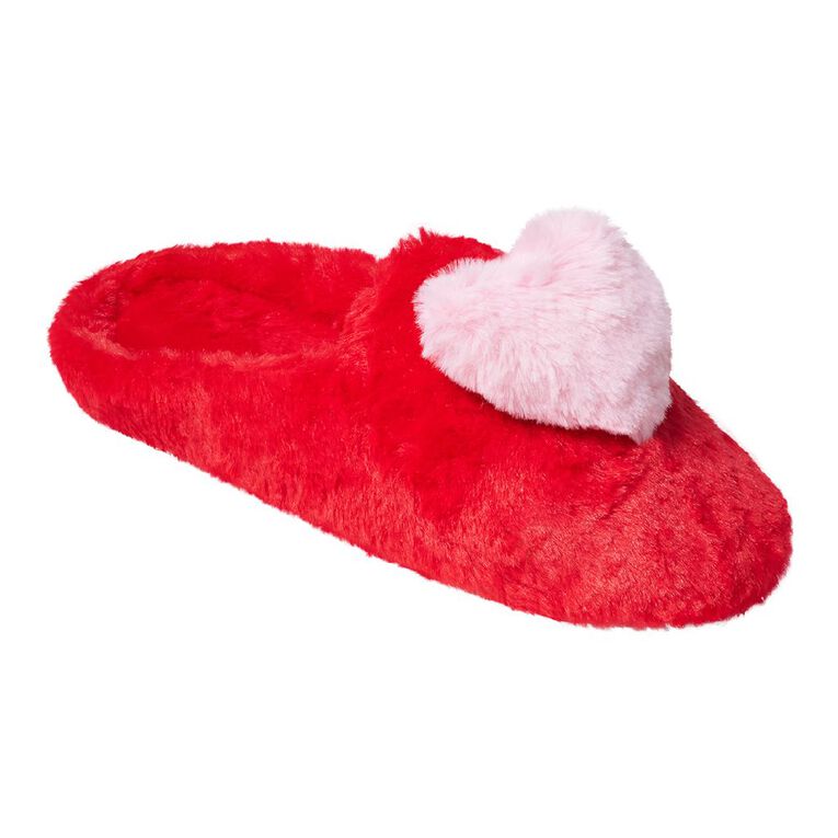 H&H Women's Heart Scuff Slippers, Red, hi-res