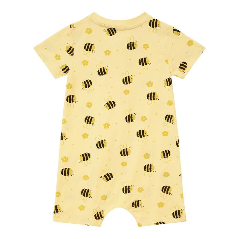 Young Original Babies' Short Sleeve Zip-Thru All-in-One, Yellow Light, hi-res