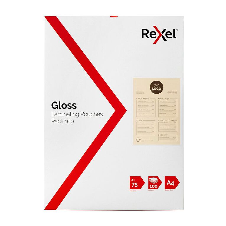 Rexel Laminating Pouch A4 2x75 mic Pack 100, , hi-res