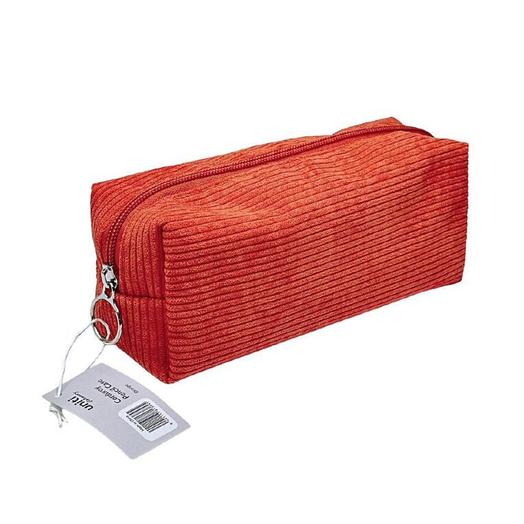 Uniti Stationery Corduroy Pencil Case Orange, , hi-res