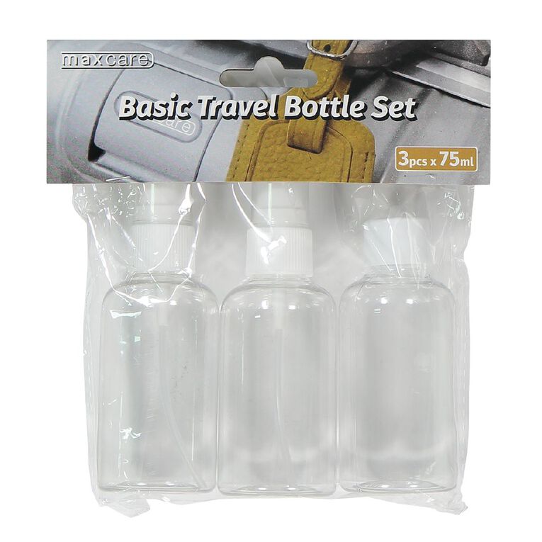 Maxcare Basic Travel Bottle 3 Piece Clear 75ml, , hi-res