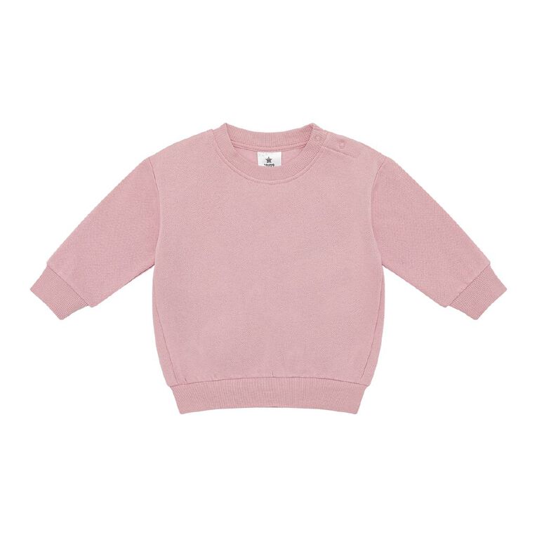 Young Original Babies' Plain Crew Sweatshirt, Pink Light, hi-res