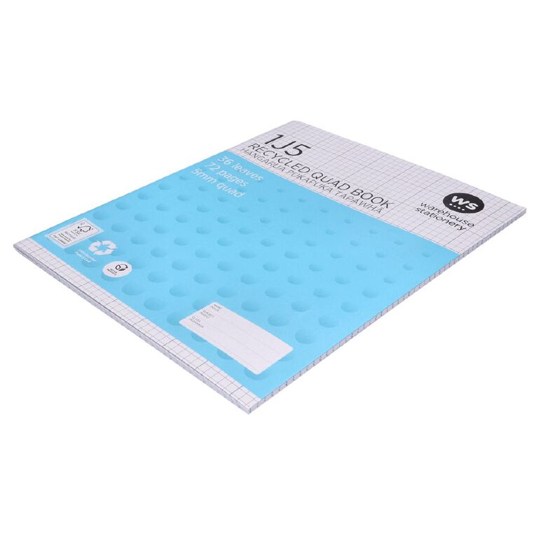 WS Exercise Book 1J5 5mm Quad 36 Leaf Blue Mid, , hi-res