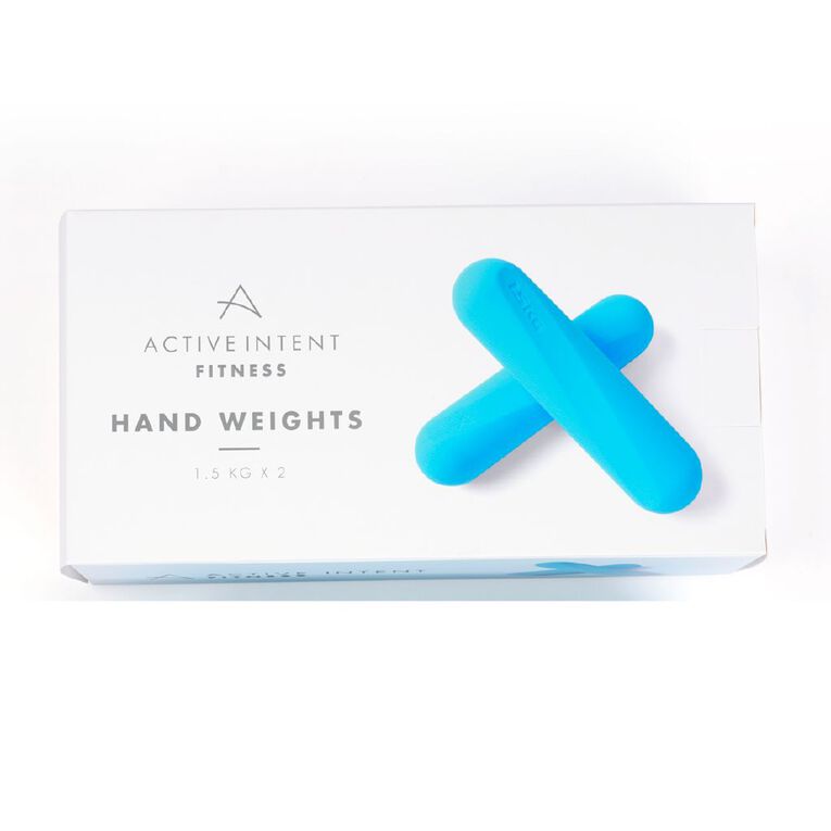 Active Intent Fitness Silicone Hand Weights 1.5kg Blue 2 Pack, , hi-res