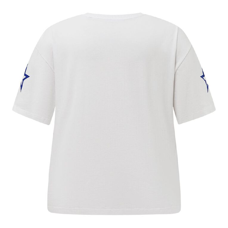 H&H Curve Women's Short Sleeve Oversized Graphic Tee, White, hi-res
