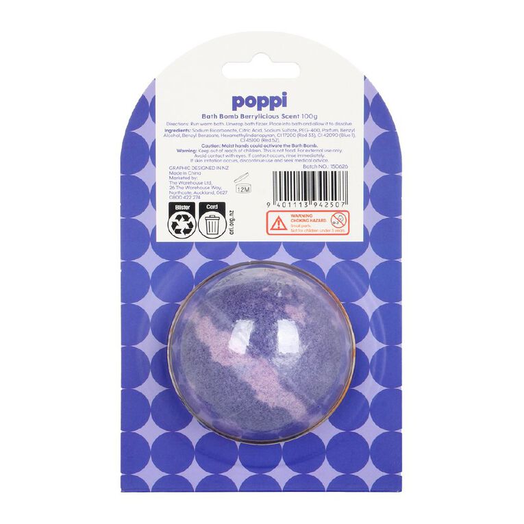 Poppi Bath Bomb Berrylicious 100g 100g, , hi-res