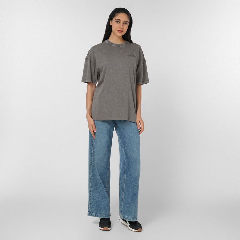 H&H Women's Short Sleeve Boyfriend Graphic Tee, Grey Mid, hi-res