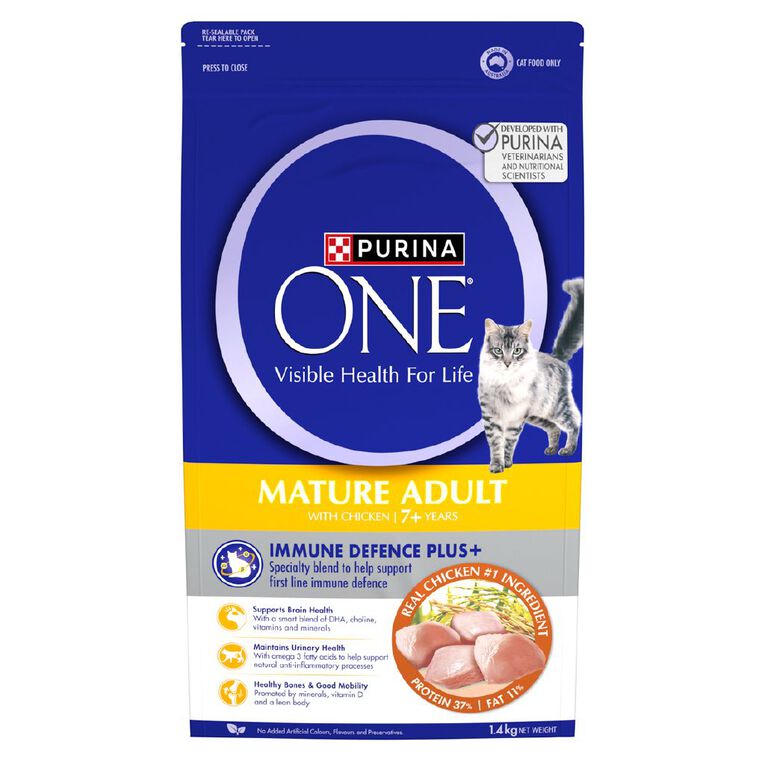 PURINA ONE Mature Adult 7+ Chicken Dry Cat Food 1.4kg, , hi-res