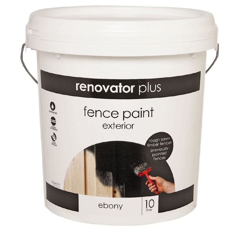 Renovator Plus Fence Paint Ebony 10L, , hi-res