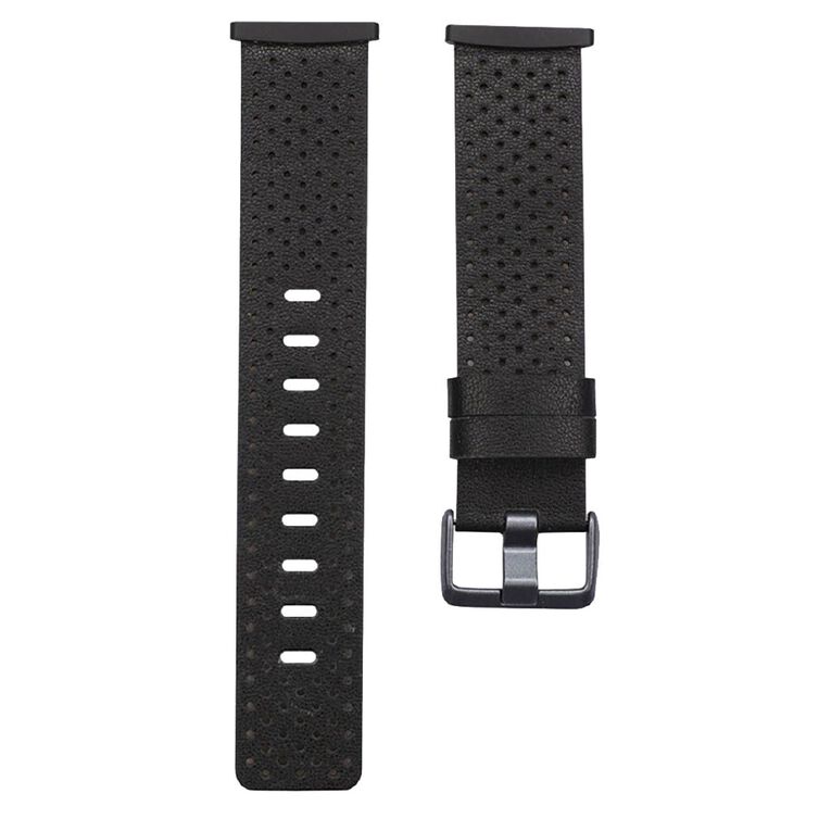 Swifty Black Leather Replacement Strap For Fitbit Versa 3 & Sense Large