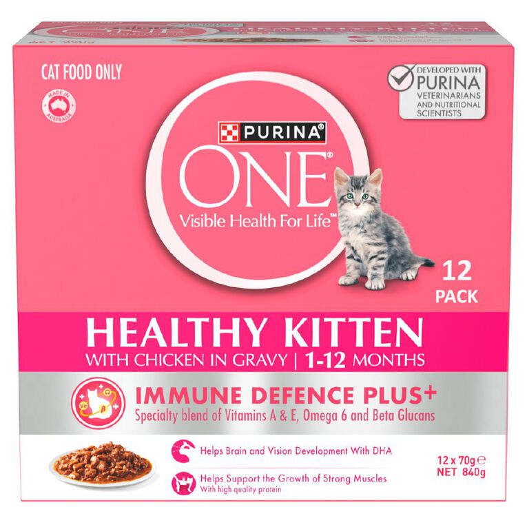Purina Healthy Kitten with Chicken in Gravy Wet Cat Food 12 x 70g, , hi-res