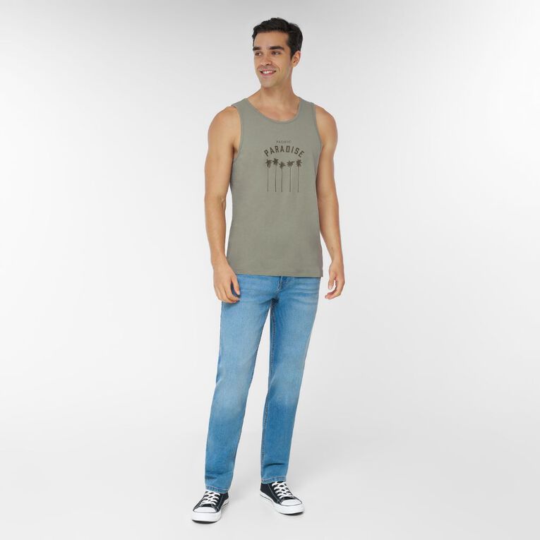 H&H Men's Graphic Print Singlet, Grey Mid, hi-res