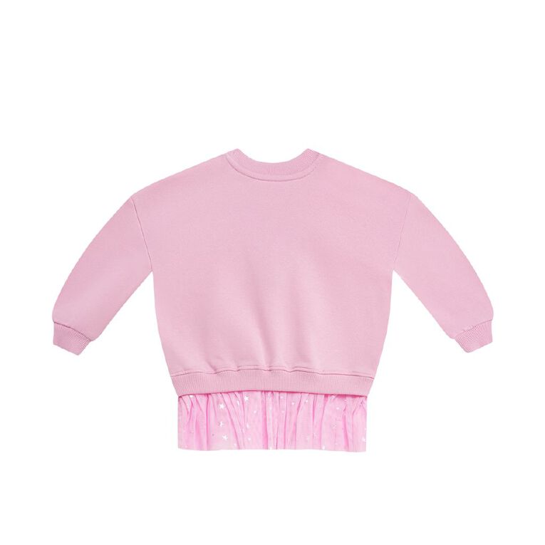 Young Original Toddler Girls' Tulle Hem Crew Sweatshirt, Pink, hi-res