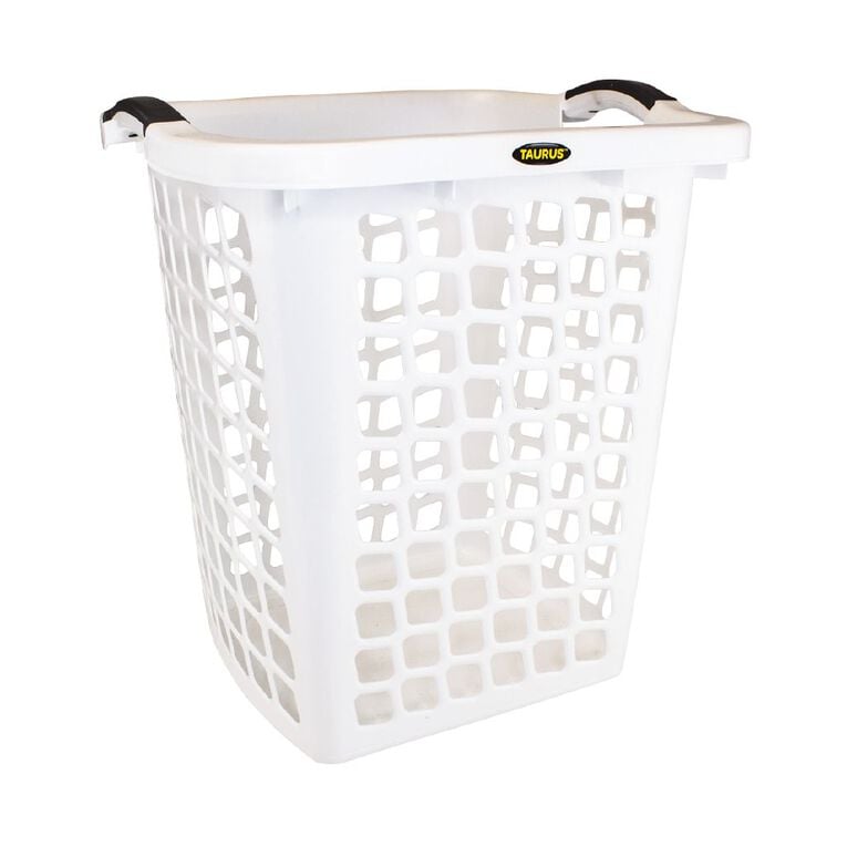 Taurus Laundry Hamper White 60L, , hi-res