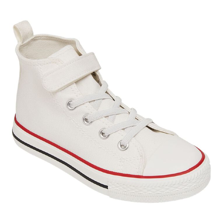 Young Original Senior Kids' Jude Canvas High Top Sneakers, White, hi-res