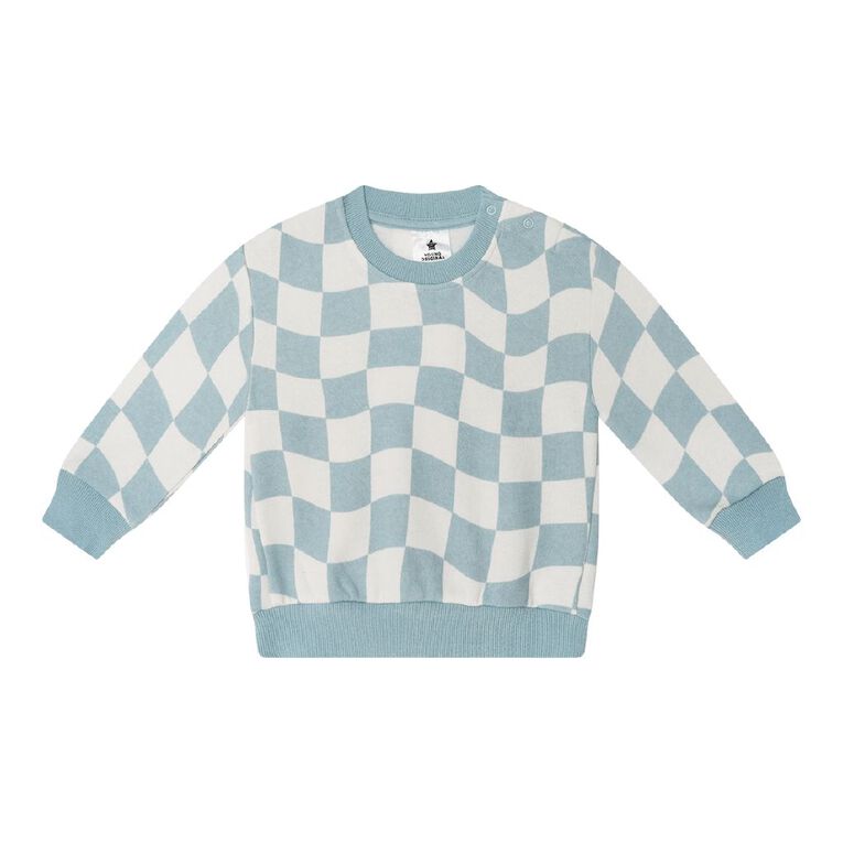 Young Original Babies' Printed Crew Sweatshirt, Blue Light, hi-res