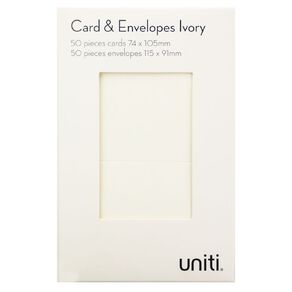 Uniti Mini Cards & Envelopes Ivory 50 Pack Ivory