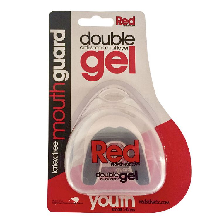 Red Double Gel Mouthguard Antishock Dual Layer Assorted Adult, Assorted, hi-res