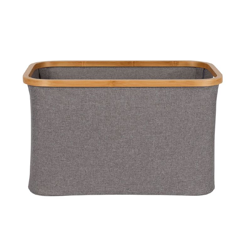 Living & Co Fabric Basket With Bamboo Trim Large, , hi-res