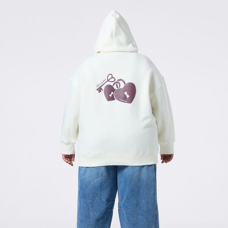 H&H Curve Women's Graphic Hoodie, Cream, hi-res