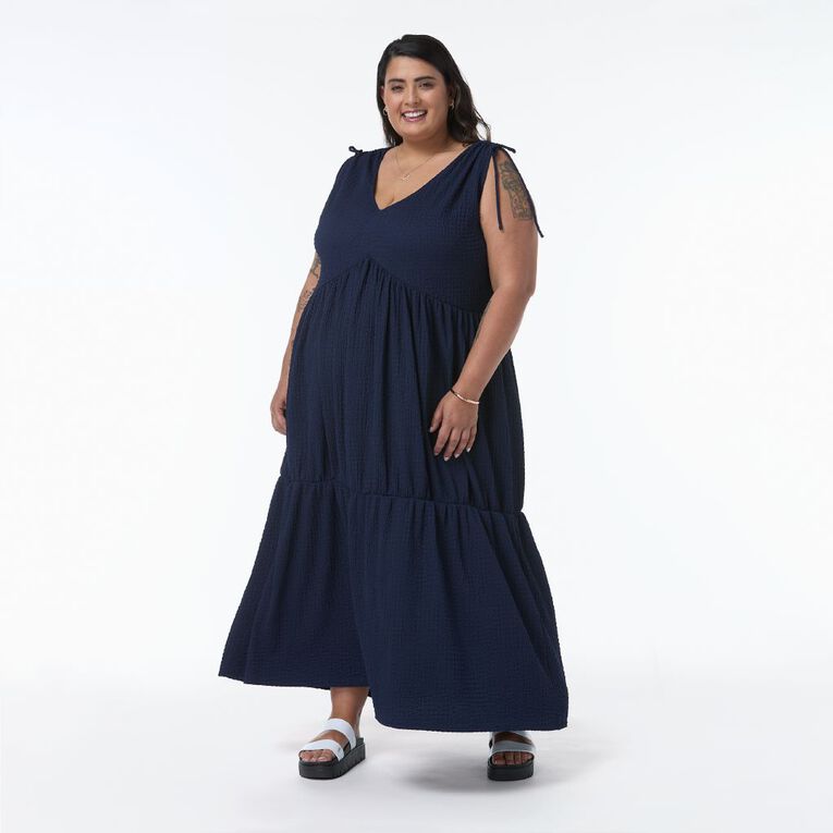 H&H Plus Women's Trapeze Maxi Dress, Blue Mid, hi-res