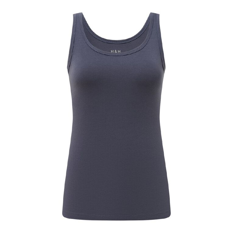 H&H Women's Stretch Longline Tank, Blue Dark, hi-res