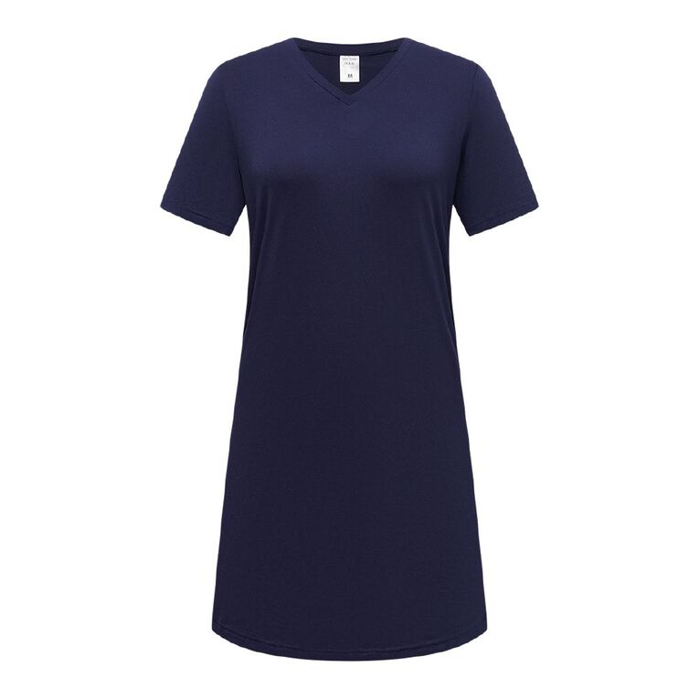 H&H Women's Comfy Tee Nightie, Blue Dark, hi-res