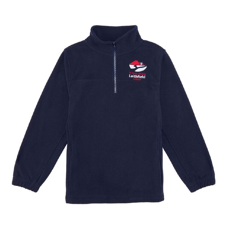Schooltex Leithfield School Polar Fleece Top with Embroidery, Navy, hi-res