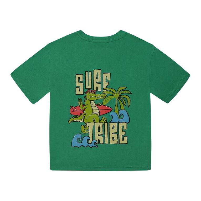Young Original Short Sleeve Back Print Tee, Green Mid, hi-res