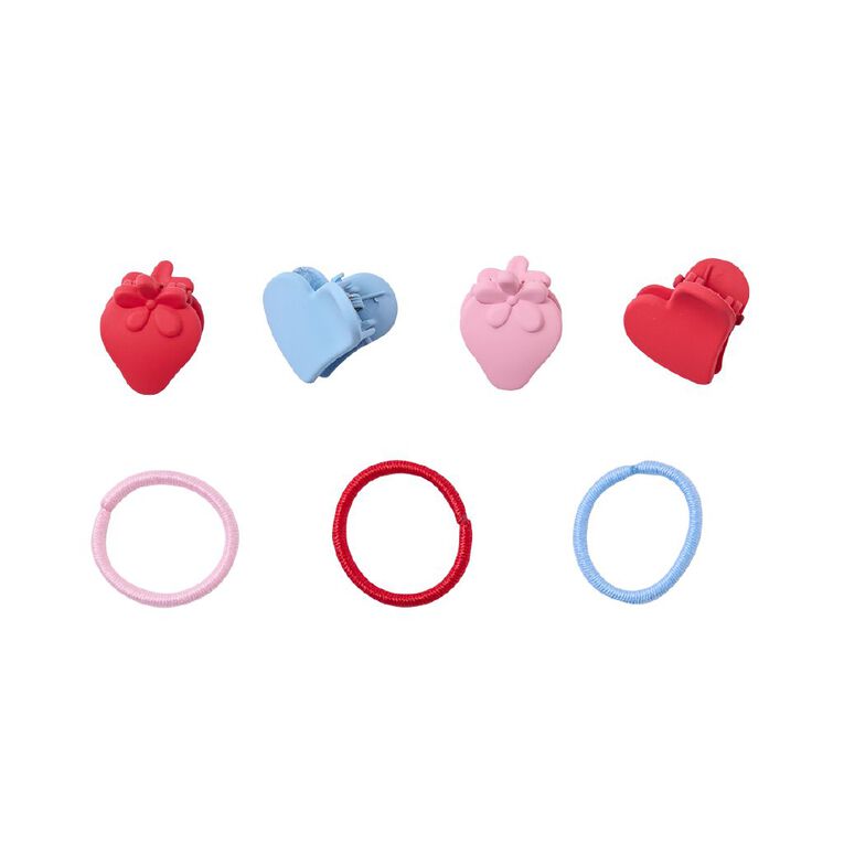 Poppi Elastic Bands and Mini Clip Set Pink, , hi-res