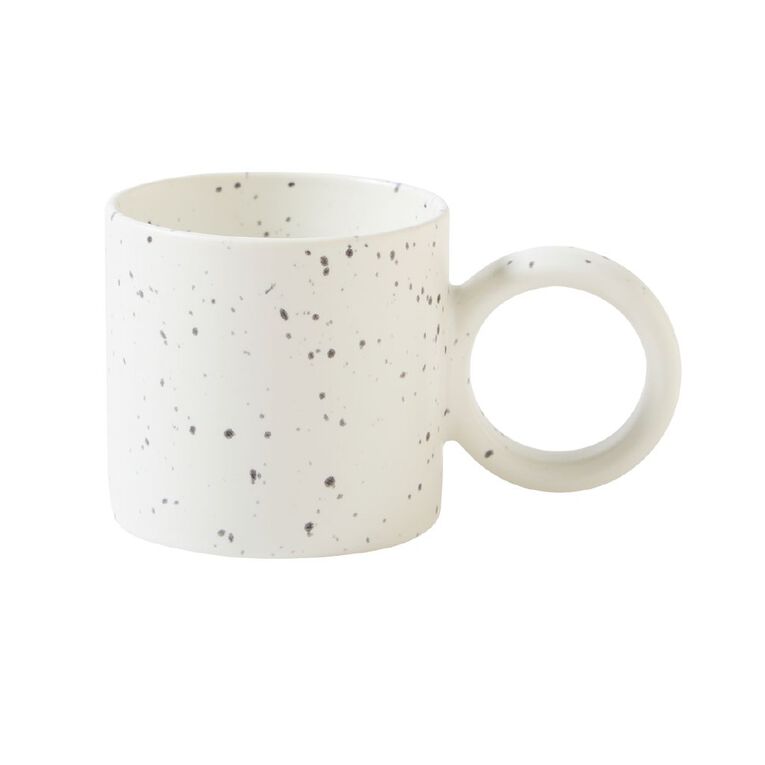 Living & Co Speckle Mug Round Handle White, , hi-res
